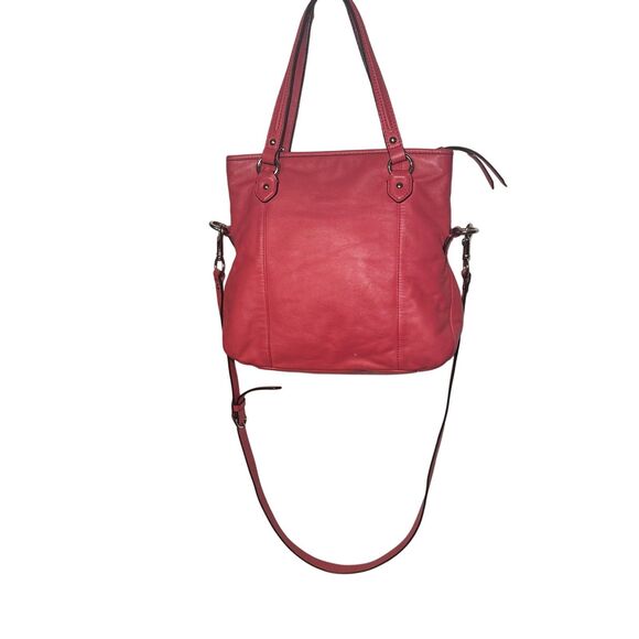 COACH Daisy Mia Coral/Orange Leather Convertible Tote Shoulder Bag 